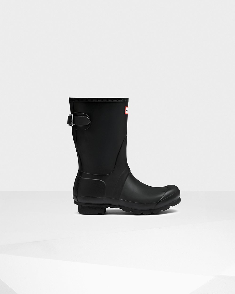 Hunter Original Back Adjustable Short Rain Boots - On Sale Womens Black - UGRHFT217